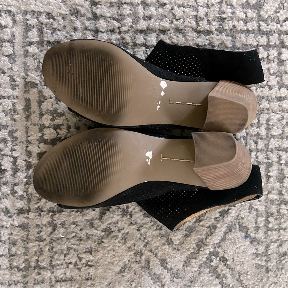 Perforated Suede Open-Toe Booties - image 4